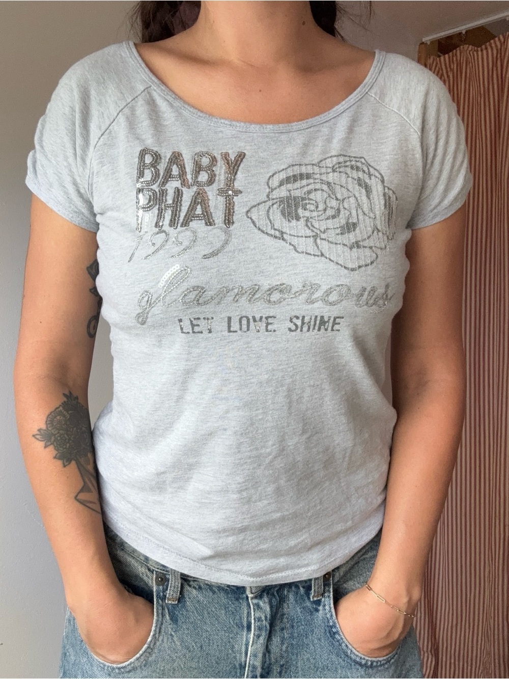 Y2K Baby Phat Rose Graphic “Let Love Shine” T-Shirt